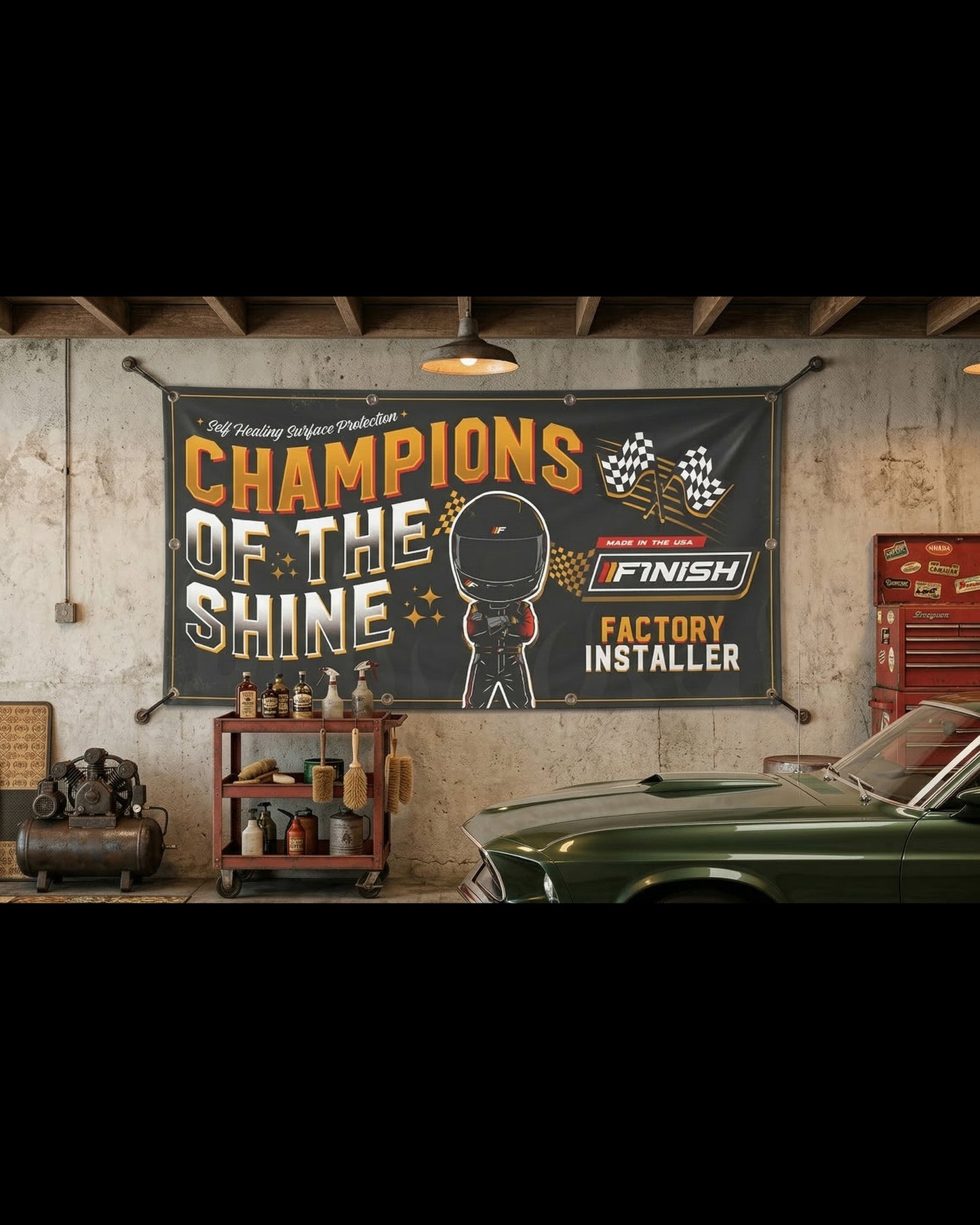 "Champions of The Shine" 3 x 6 Shop Banner